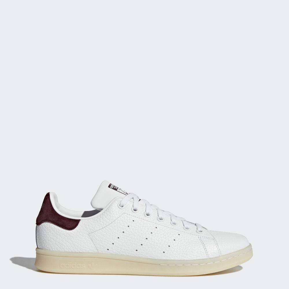 Adidas Stan Smith - Originals ανδρικα - Ασπρα/Ασπρα/Βαθυ Μπορντο,Μέγεθος: EU 36 – 54 2/3 (732OLMBD)